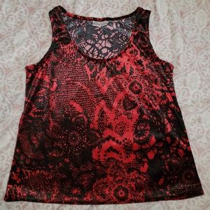 Avenue Red and Black Velvet Tank Top Size 14/16